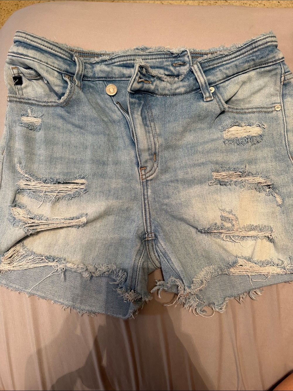 KanCan Light Blue Distressed Frayed Hem Denim Shorts